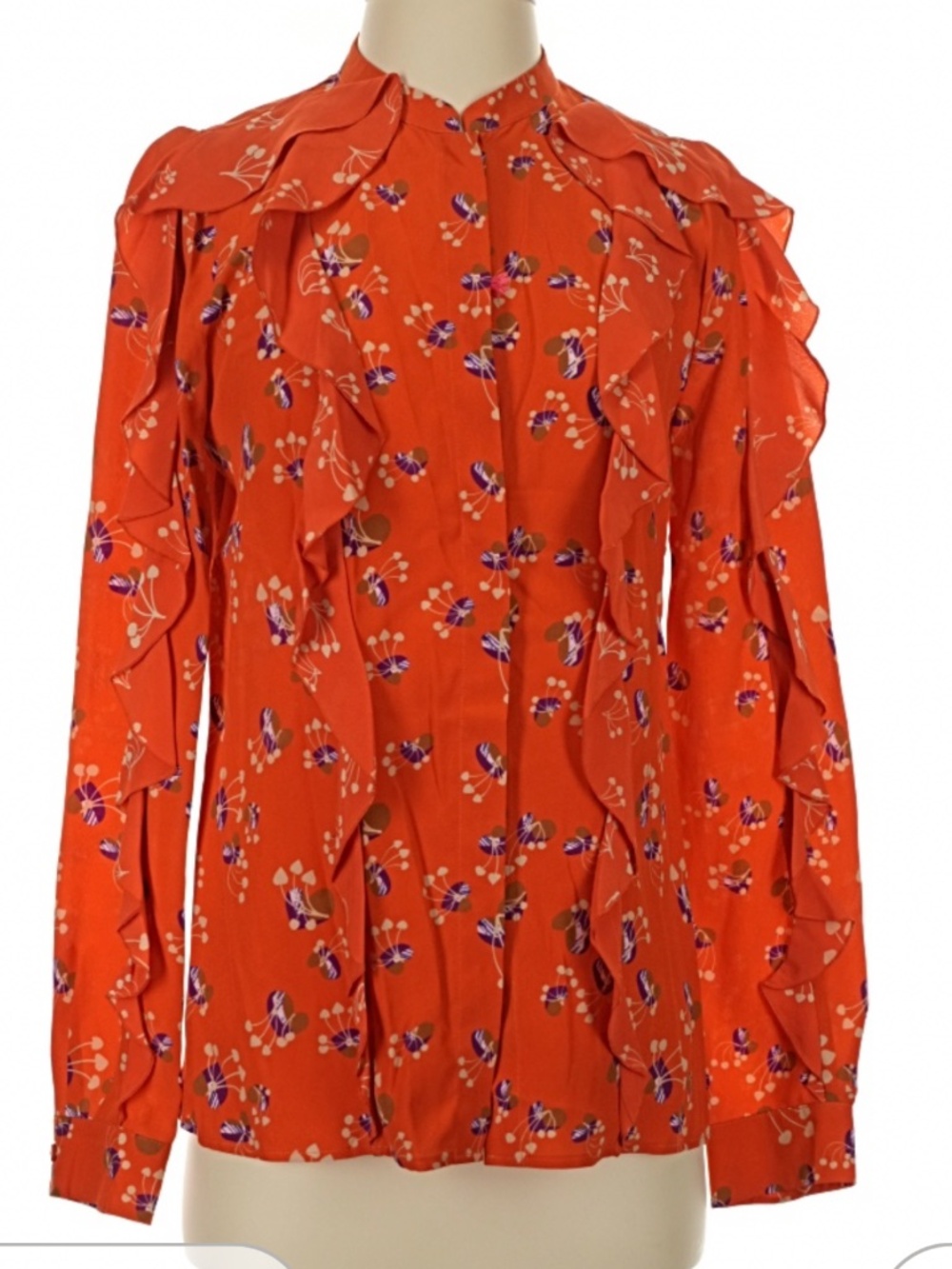 See by Chloe Orange Ruffle Shirt